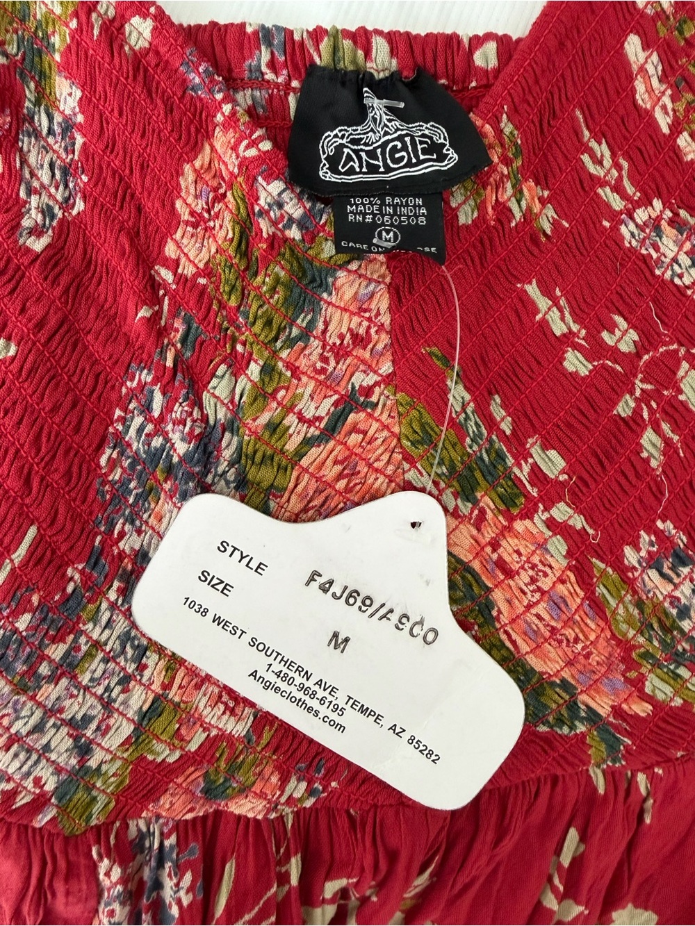 Angie Red Floral Smocked Sundress - Picture 3 of 5